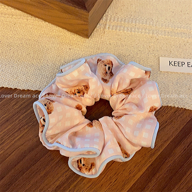 Wholesale of Colored Bear Floral Fabrics Hair Scrunchies